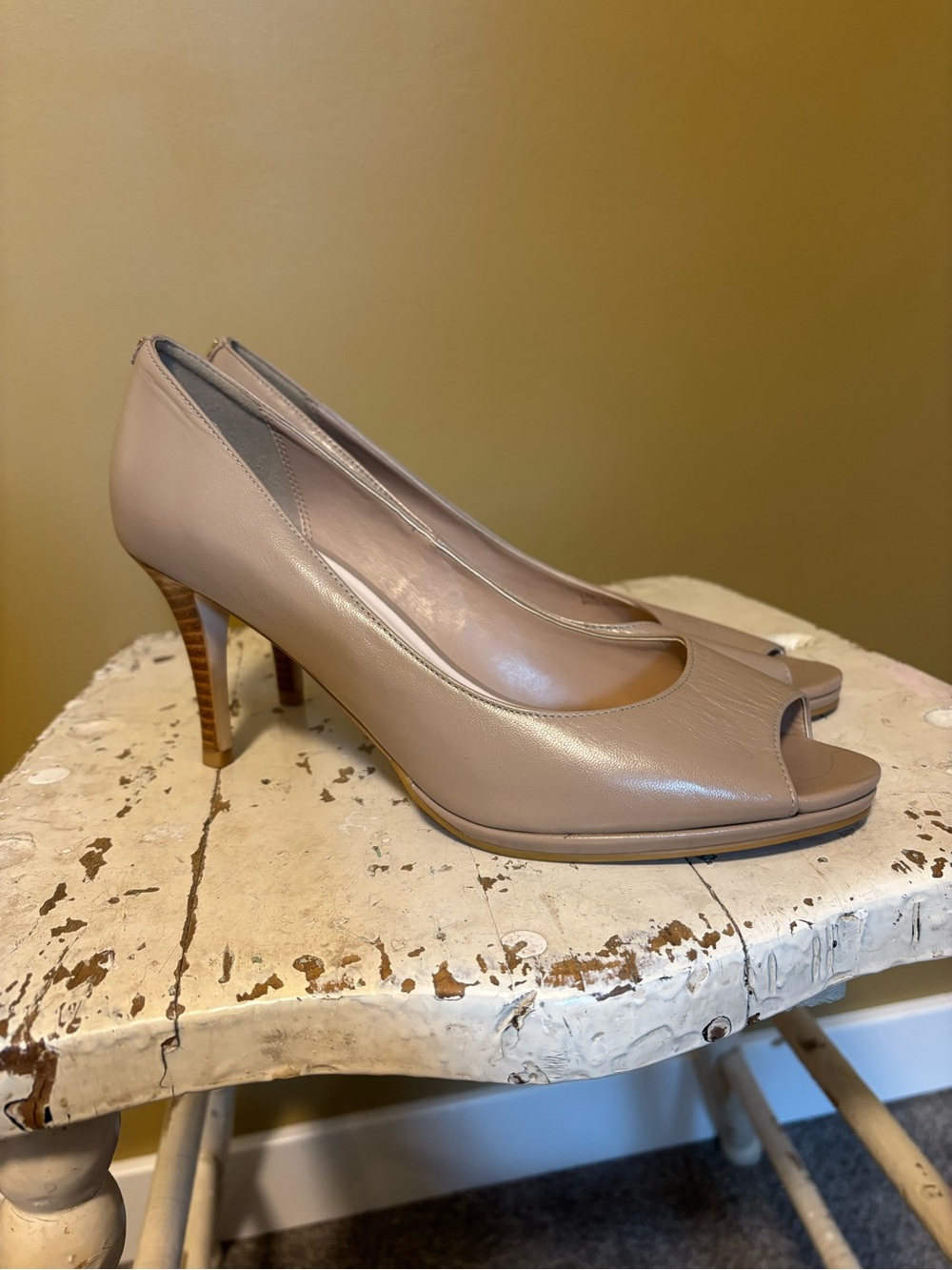 Cole Haan Grand OS Nude Peep Toe Pumps